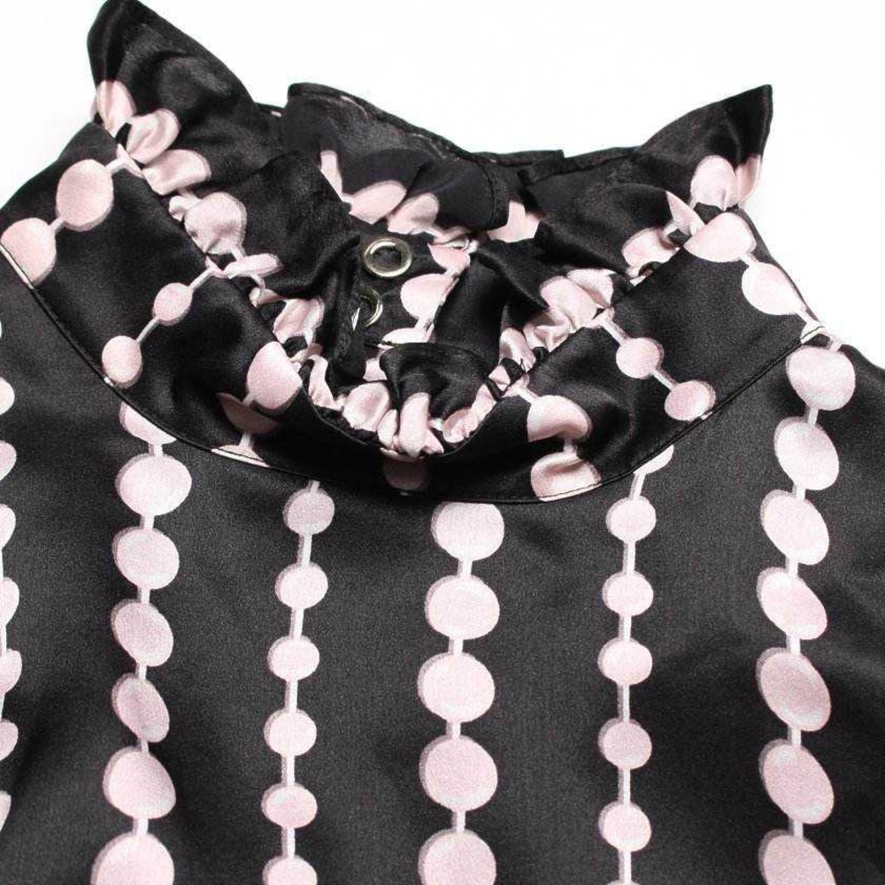 Kate Spade 100% Silk Pearl Strands Print High Ruffle Neck Snap Midi Dress - Picture 9 of 12
